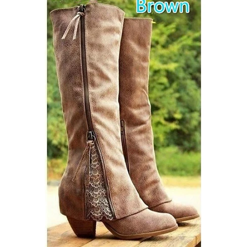 Chaussures Femme Boots Women Shoes Winter Knee High Boots Fold Over Design Lace Botas Mujer Ladies Shoes Botas Mujer Invierno896 - Image 7