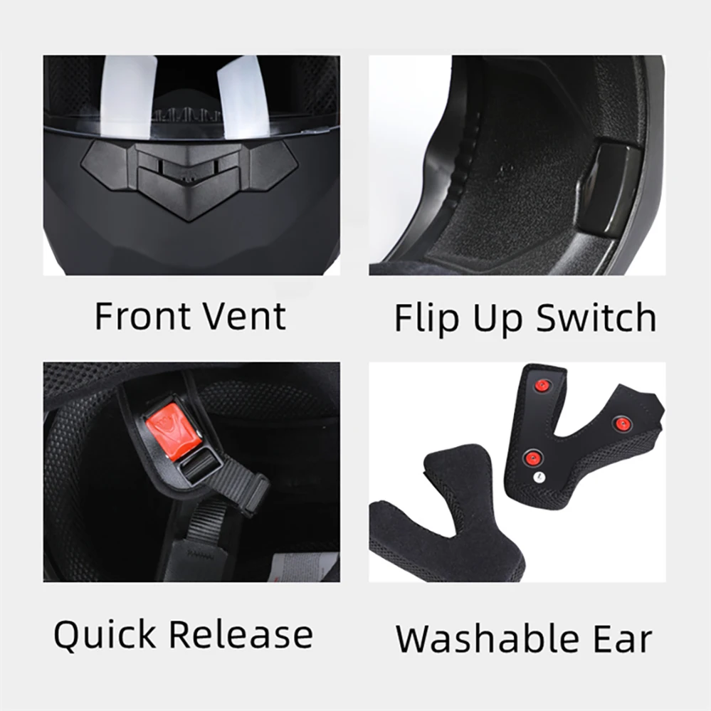 Bluetooth Men's Motorcycle Helmets Full Face Casco for Motorcycles Man Motocross Kask Flip up Casque De Moto DOT Certified BLD - Image 6