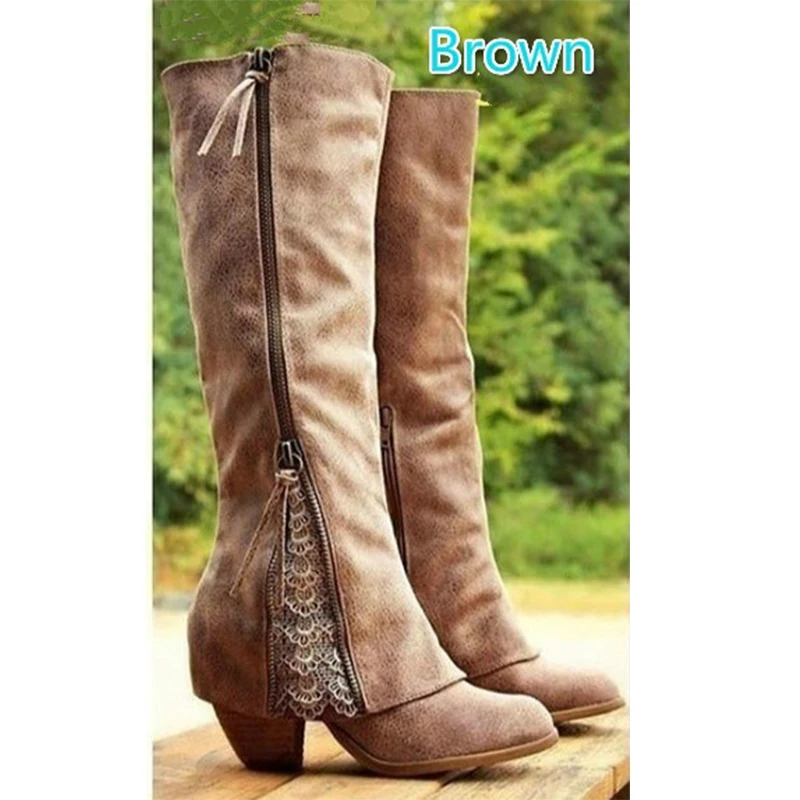 Chaussures Femme Boots Women Shoes Winter Knee High Boots Fold Over Design Lace Botas Mujer Ladies Shoes Botas Mujer Invierno896 - Image 4