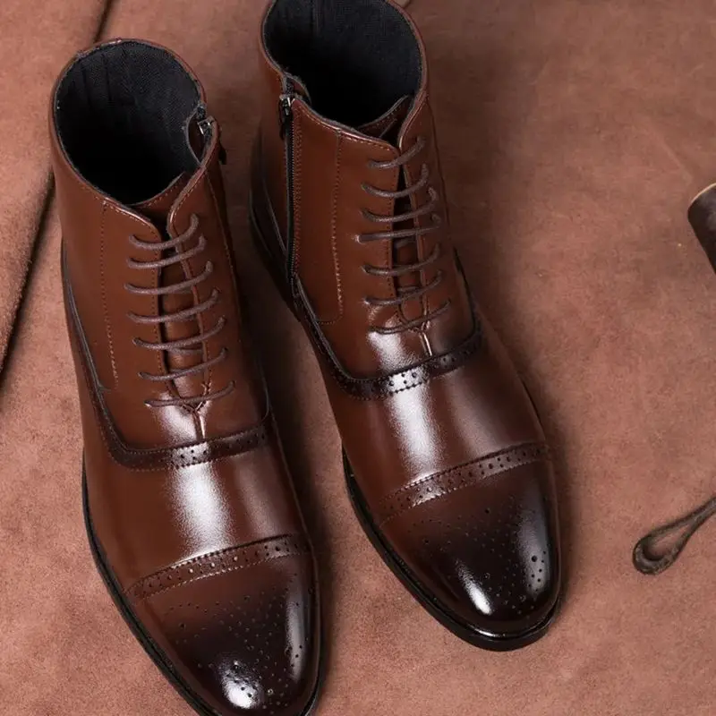 Chelsea Boots for Men Business Office Formal Dress Shoes Men Casual High-top Ankle Boots Men Platform Boots - Image 5