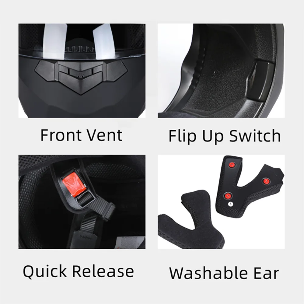 Bluetooth Men's Motorcycle Helmets Full Face Casco for Motorcycles Man Motocross Kask Flip up Casque De Moto DOT Certified BLD - Image 5