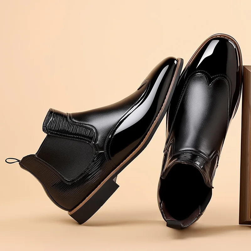 Chelsea Boots for Men Luxury Retro Men Ankle Boot Classic Business Dress Shoes designer British Style High-top Casual Shoes Male - Image 2