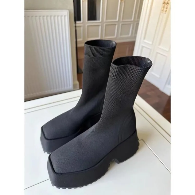 Ankle Super High Heels Chelsea Boots Women Shoes 2024 New Chunky Ladies Shoes Sexy Pumps Platform Goth Motorcycle Black Boots - Image 5