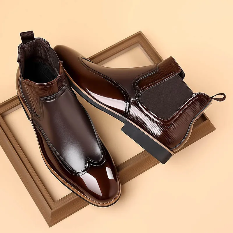 Chelsea Boots for Men Luxury Retro Men Ankle Boot Classic Business Dress Shoes designer British Style High-top Casual Shoes Male - Image 5