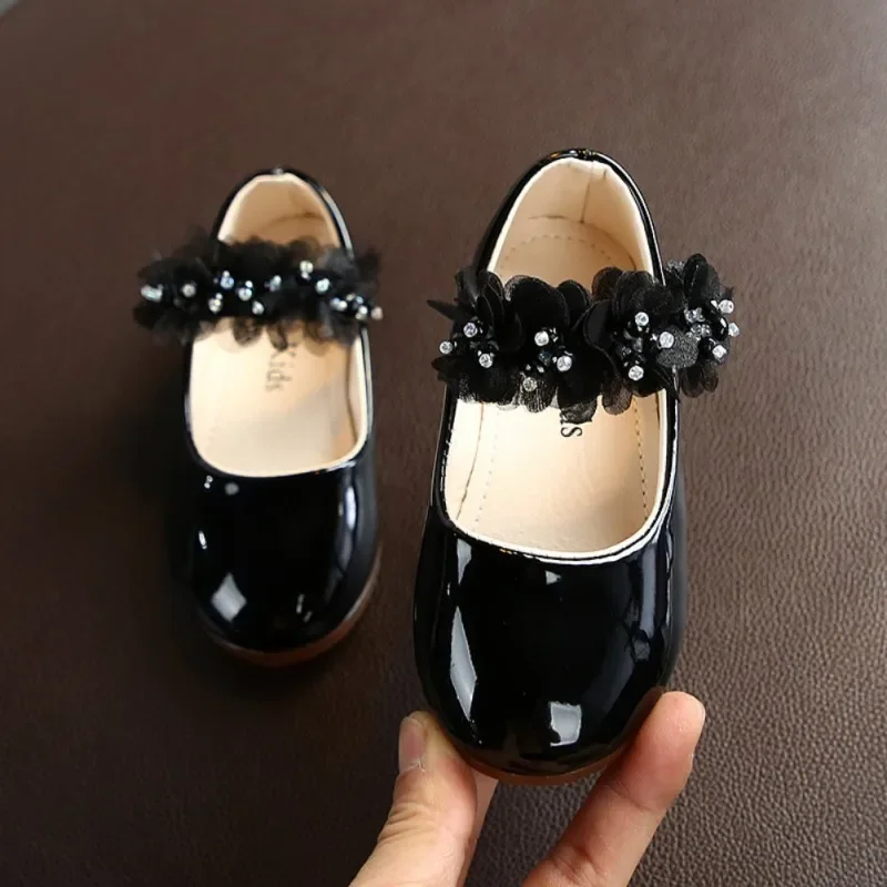 Chaussures princesse douces pour filles, semelle souple, antidérapantes, en cuir, plates, décontractées - Image 2