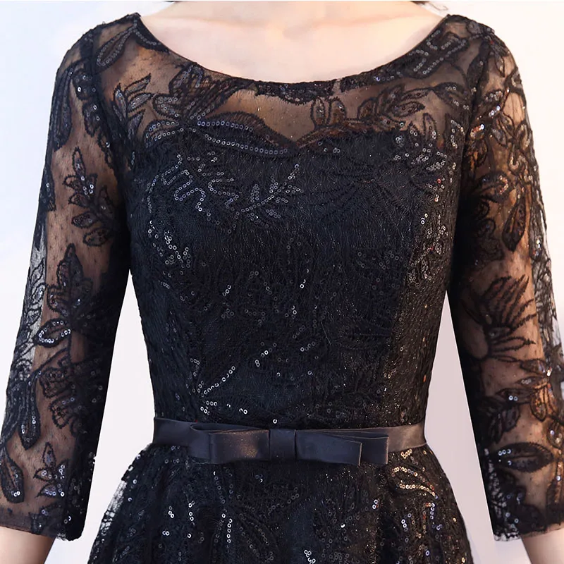 Evening Dresses DongCMY New Fashion Elegant Formal Sequin Lace Black Vintage A-line Half Floor-length Plus Size Prom Gown - Image 4