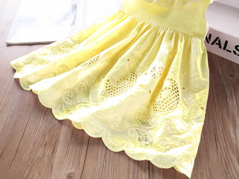 2025 New Girls' Dresses Children'S Summer Cotton Embroidered Hollow Dress Baby Kids Clothing Cute Ruffled Round Neck Vest Dress - Image 4