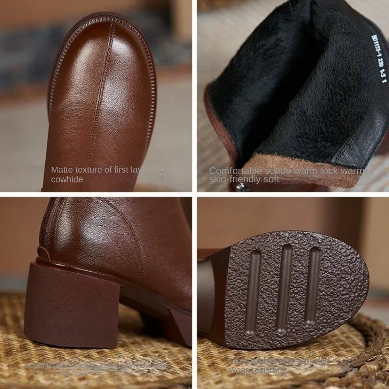 Women's Shoes Chelsea Boots Woman Winter 2025 Cute Trend Elastic Half Promotion Genuine Leather On Offer With High Quality New - Image 5