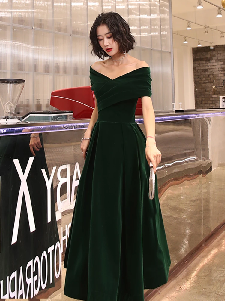 Lautaro Spring Long Luxury Elegant Wine Red Soft Velvet Evening Party Wedding Dresses for Women 2022 Off Shoulder Maxi Dress - Image 7