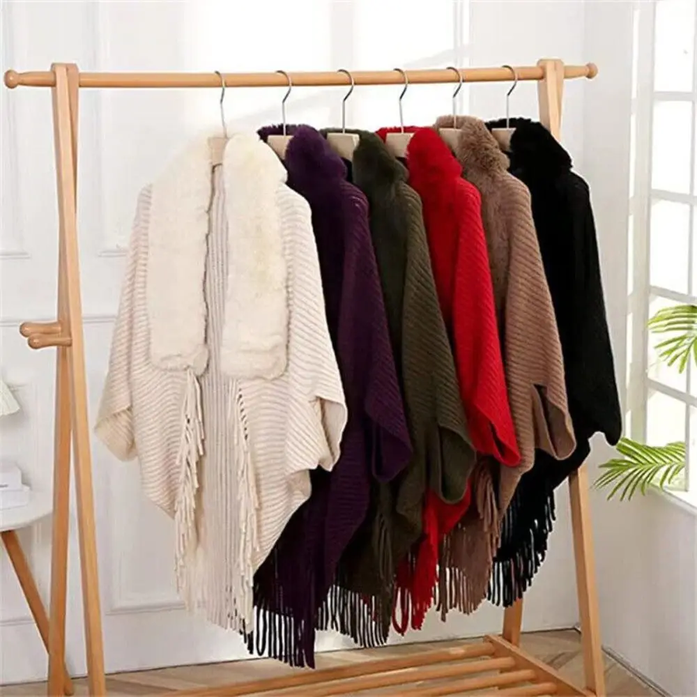 Winter Warm Shawl Knitting Thick Women's Loose Shawl with Faux Fur for Evening Dresses Wedding - Image 4