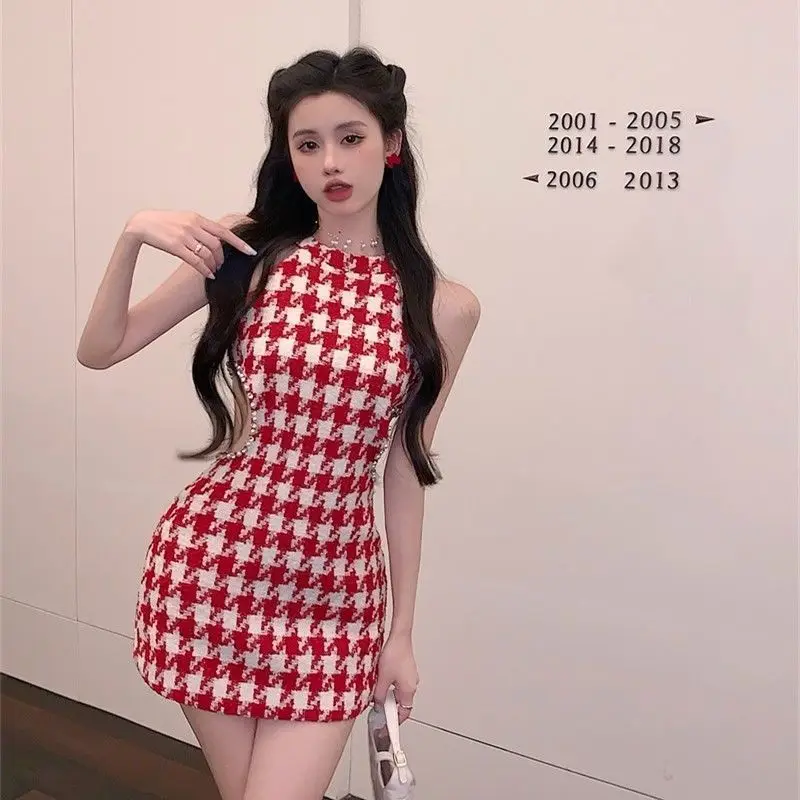 Sexy Mini Dresses Women Hollow Out Sleeveless Tender Bird Lattice Chic French Style Summer Fashion All-match Club Mujer Slim New - Image 7