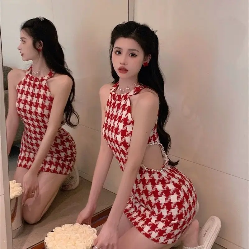 Sexy Mini Dresses Women Hollow Out Sleeveless Tender Bird Lattice Chic French Style Summer Fashion All-match Club Mujer Slim New - Image 5