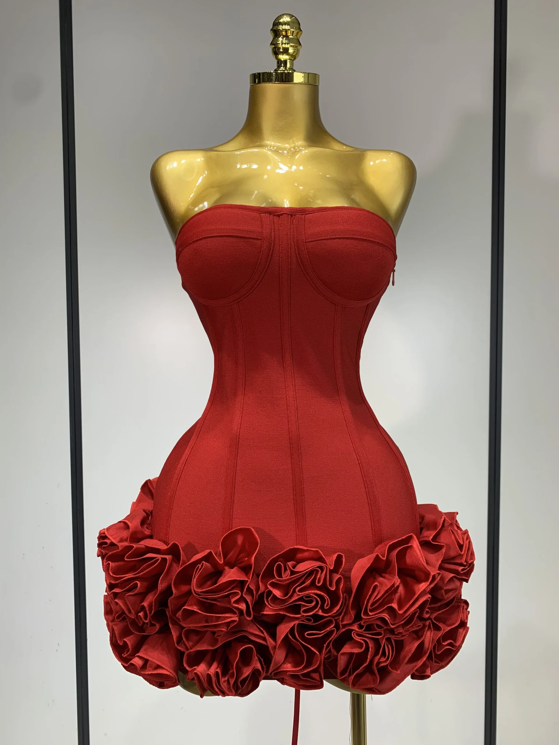 Women Sexy Strapless Flower Prom Gown Mini Dress Celebrity Red Carpet Fashion Evening Party Celebrate Birthday Club Dresses - Image 7