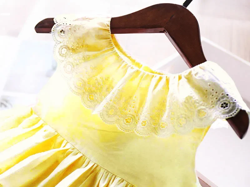 2025 New Girls' Dresses Children'S Summer Cotton Embroidered Hollow Dress Baby Kids Clothing Cute Ruffled Round Neck Vest Dress - Image 3