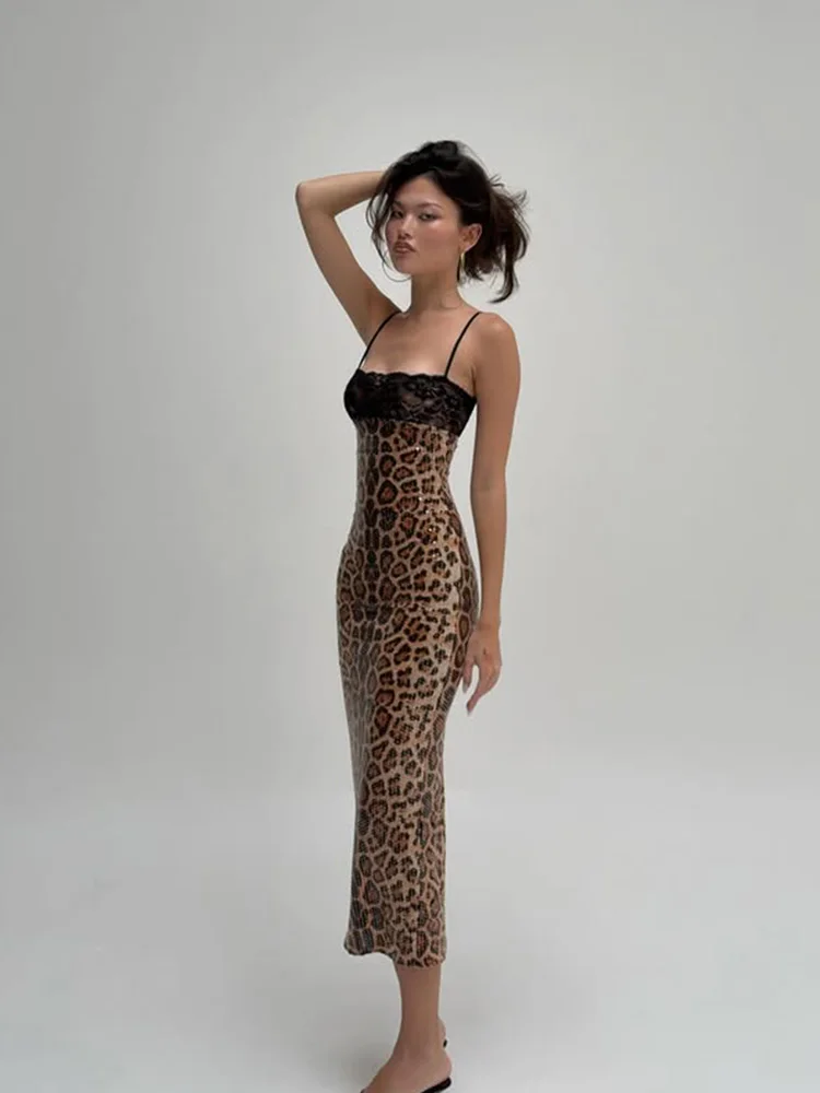 Lace Patchwork Maxi Dresses For Women Fashion Sexy Streetwear Straps Sleeveless Slash Neck Side Split Long Vestidos Robes Female - Image 5