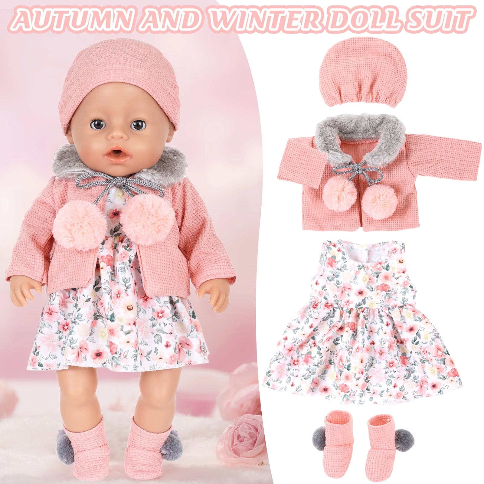 46cm Doll Outfits For 18Inch Baby Doll Cute Overcoat Rompers Doll Dresses Clothes Girls Birthday Christmas Gift - Image 3