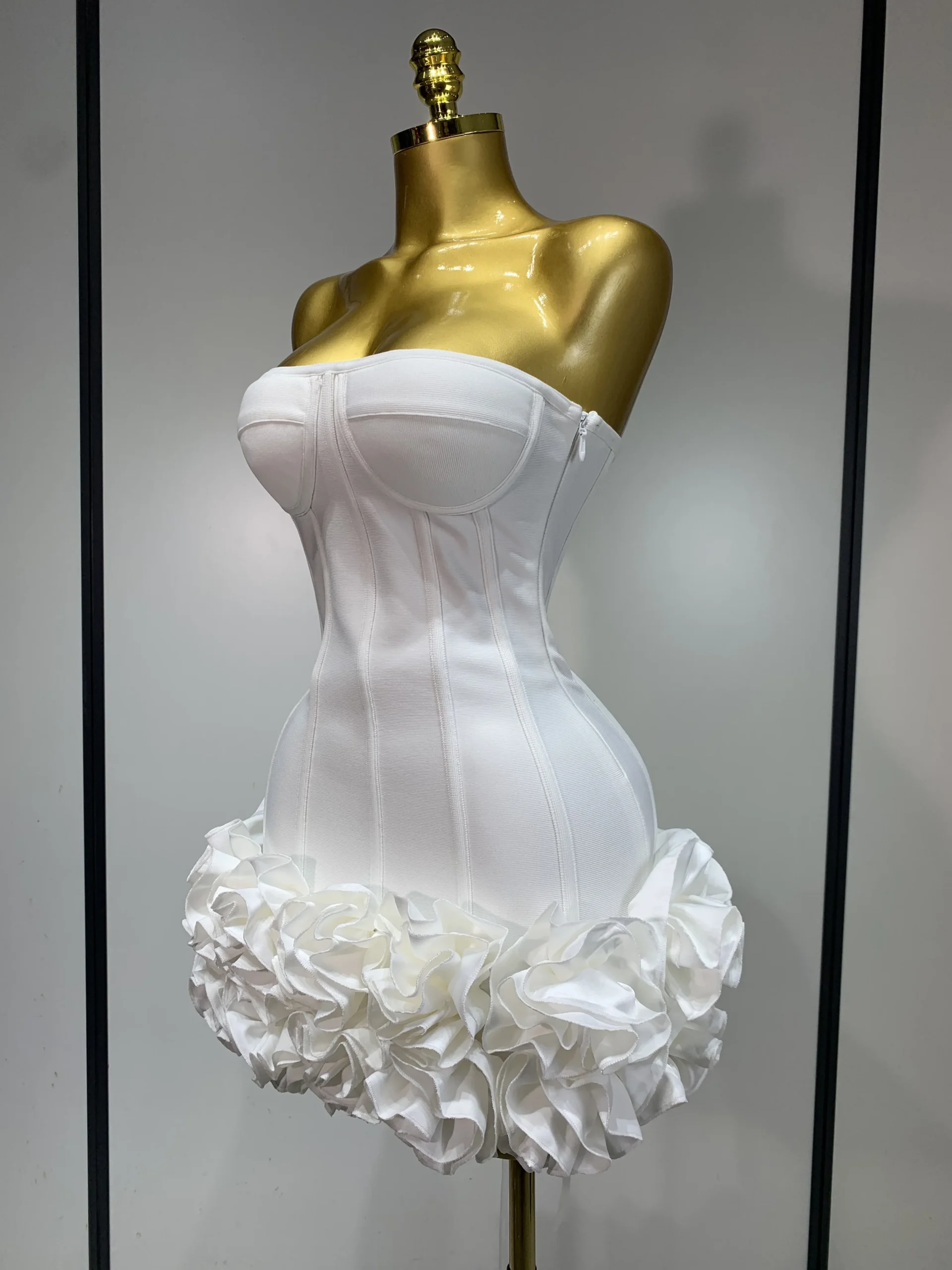 Women Sexy Strapless Flower Prom Gown Mini Dress Celebrity Red Carpet Fashion Evening Party Celebrate Birthday Club Dresses - Image 2