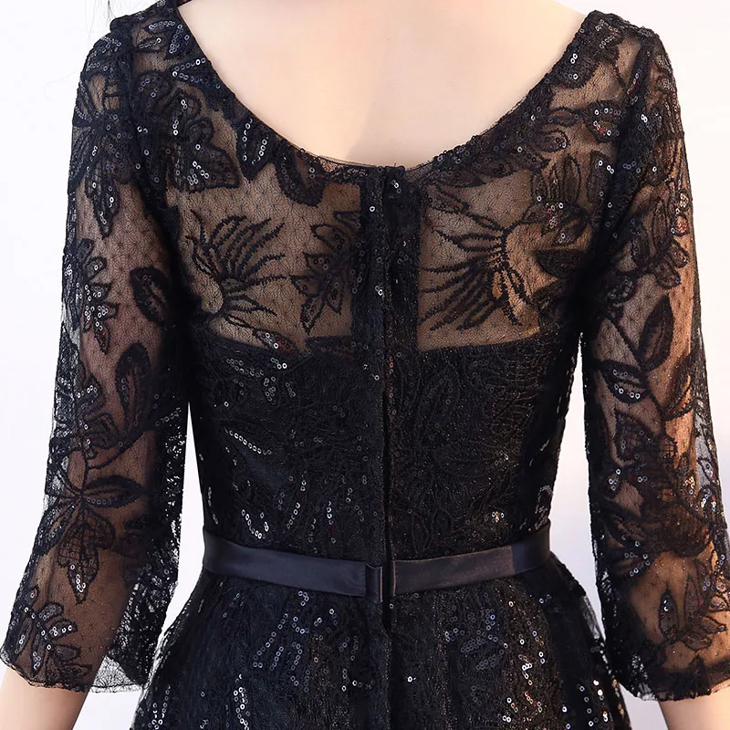 Evening Dresses DongCMY New Fashion Elegant Formal Sequin Lace Black Vintage A-line Half Floor-length Plus Size Prom Gown - Image 5