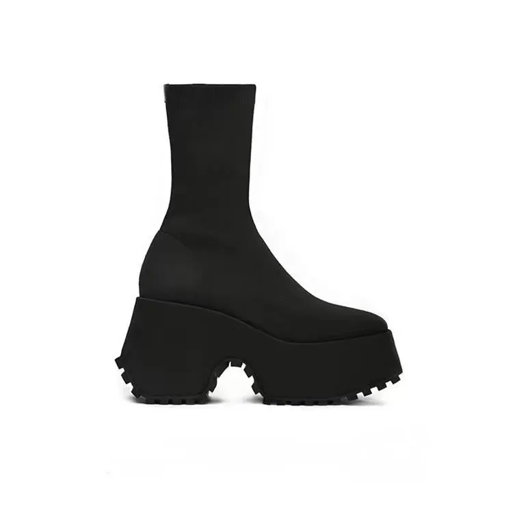 Ankle Super High Heels Chelsea Boots Women Shoes 2024 New Chunky Ladies Shoes Sexy Pumps Platform Goth Motorcycle Black Boots - Image 6