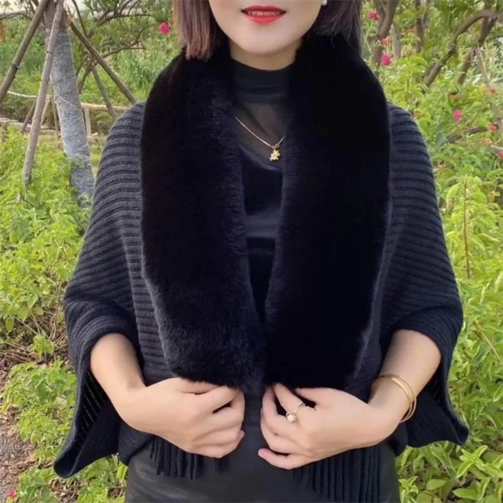 Winter Warm Shawl Knitting Thick Women's Loose Shawl with Faux Fur for Evening Dresses Wedding - Image 8