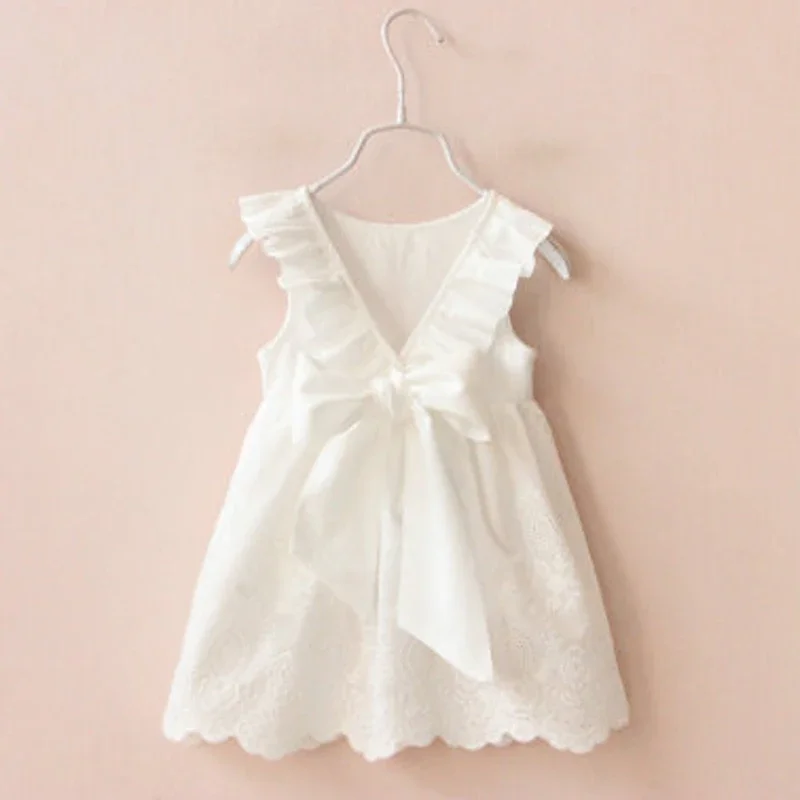 2025 New Girls' Dresses Children'S Summer Cotton Embroidered Hollow Dress Baby Kids Clothing Cute Ruffled Round Neck Vest Dress - Image 16