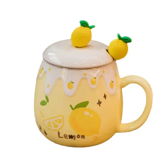 Strawberry Mug with Lid,Ceramic Mugs 450ML,Korean Kawaii Coffee Cups,Cute Breakfast Porcelain Mug for Woman,Student - Image 14