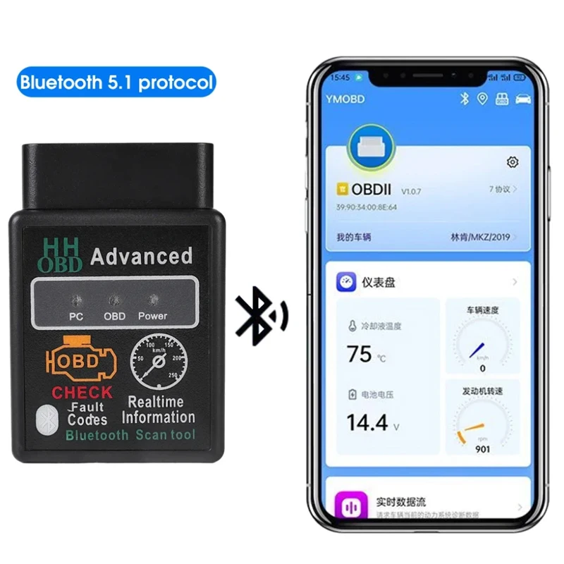 Car OBD2 Scanner Elm327 Bluetooth Car Fault Diagnosis Device Code Reader V1.5 OBDII Auto Fault Diagnostic Tool for Android IOS - Image 2