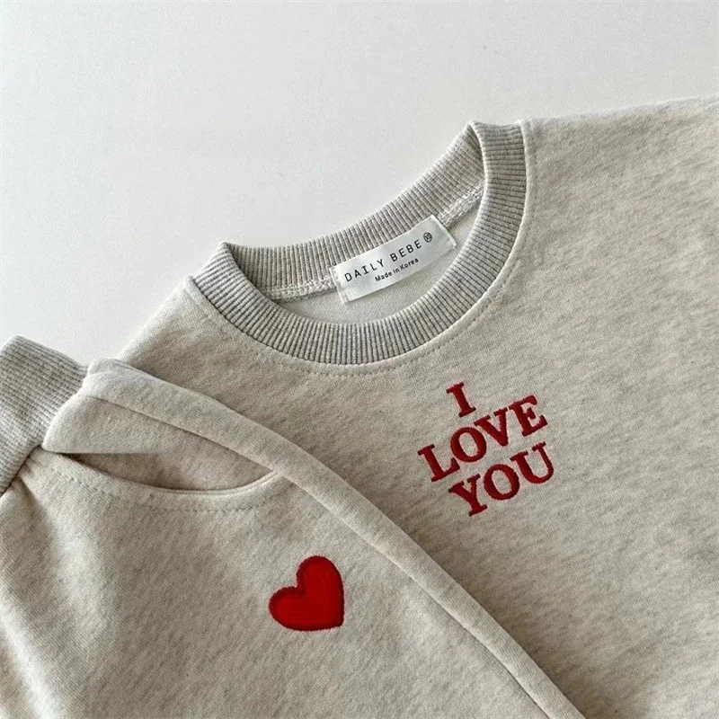 2024 Autumn Baby Korean Casual Boys Clothing Sets Embroidery Tracksuit Clothes Long Sleeve Sweatshirt +Pants Kids Solid Clothes - Image 5