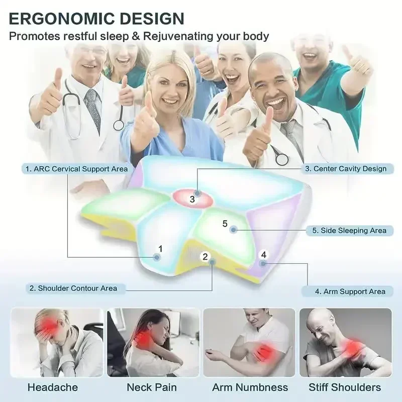 1pc Memory Foam Cervical Pillow Neck Protection Slow Rebound Memory Pillow Butterfly Shaped Cervical Neck Sleep care healthy - Image 3
