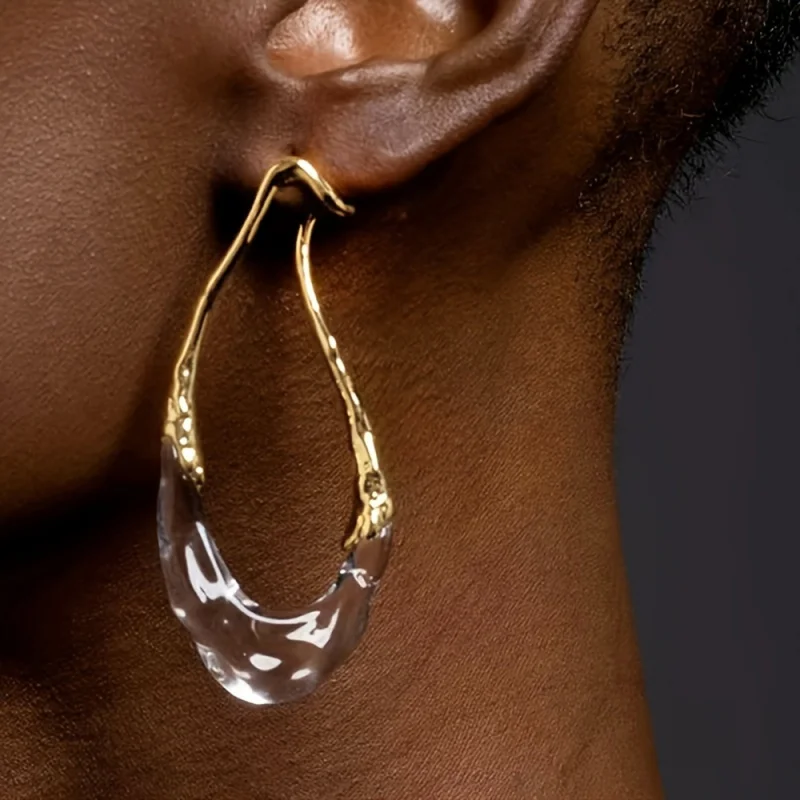 CAOSHI Modern Style Irregular Hyperbole Dangle Earrings for Women Newly Designed Fashion Two Tone Daily Wearable Jewelry Gifts - Image 2