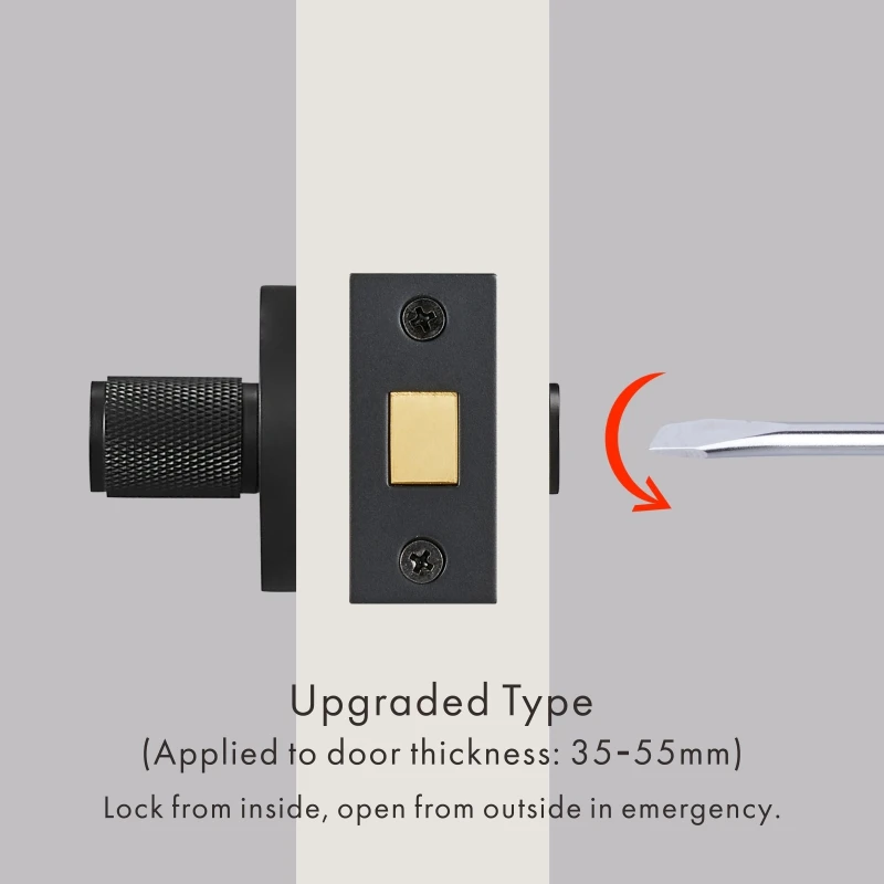 Dooroom Brass Knurled Hidden Door Lock Set Living Room Bathroom Invisible Thumb Turn Matt Black Brushed Brass Open In Emergency - Image 11