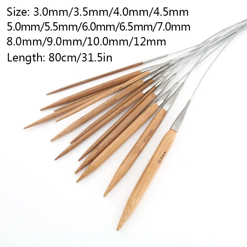 3.0-12mm Bamboo Circular Knitting Needles Stainless Steel Tube Crochet Hook DIY Crafts Sweater Scarf Garment Sewing Tools Supply - Image 6
