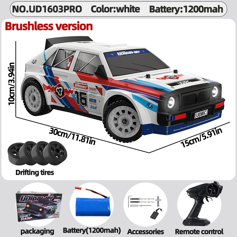UDIRC UD1603 UD1603Pro 1/16 4WD Brushless RC Car 60km/h High Speed Off-Road Drift Racing 2.4G LED RTR Toy Gift for Kids Adults - Image 8