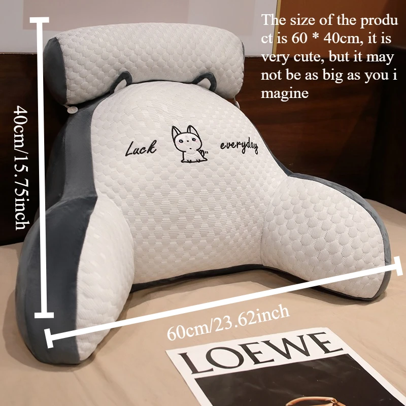 1pc Adjustable Reading Pillow - Ergonomic Back Support Cushion for Bed/Sofa/Floor, Gray Quilted Breathable Design - Image 3