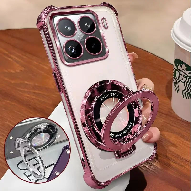 Phone Case on For Motorola Moto G06 G56 G86 G05 G24 G14 G04 G54 G84 E14 E15 Magnetic Holder Stand Plating Clear Shockproof Cover - Image 5