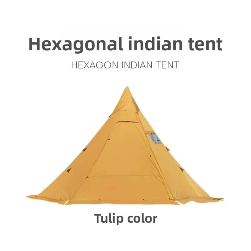 Spire Yurt Oxford Pyramid Tent Indian Shelter Stormproof Outdoor Camping Camp Tent with Chimney Opening Waterproof Four Seasons