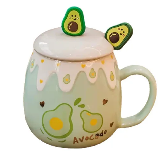 Strawberry Mug with Lid,Ceramic Mugs 450ML,Korean Kawaii Coffee Cups,Cute Breakfast Porcelain Mug for Woman,Student - Image 15