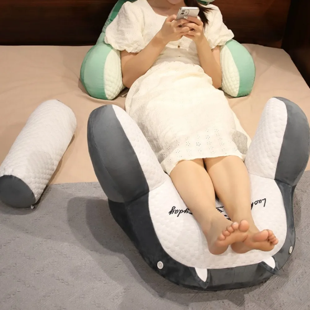 1pc Adjustable Reading Pillow - Ergonomic Back Support Cushion for Bed/Sofa/Floor, Gray Quilted Breathable Design - Image 2