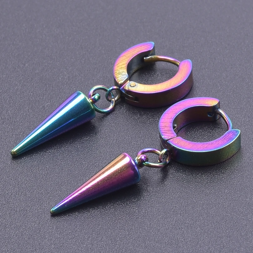 Cone Pendant Earrings For Women/Men Accessories Punk Jewelry Vintage Rainbow Hoop Ear Piercing Boucle D’Oreille Acier Inoxidable - Image 6