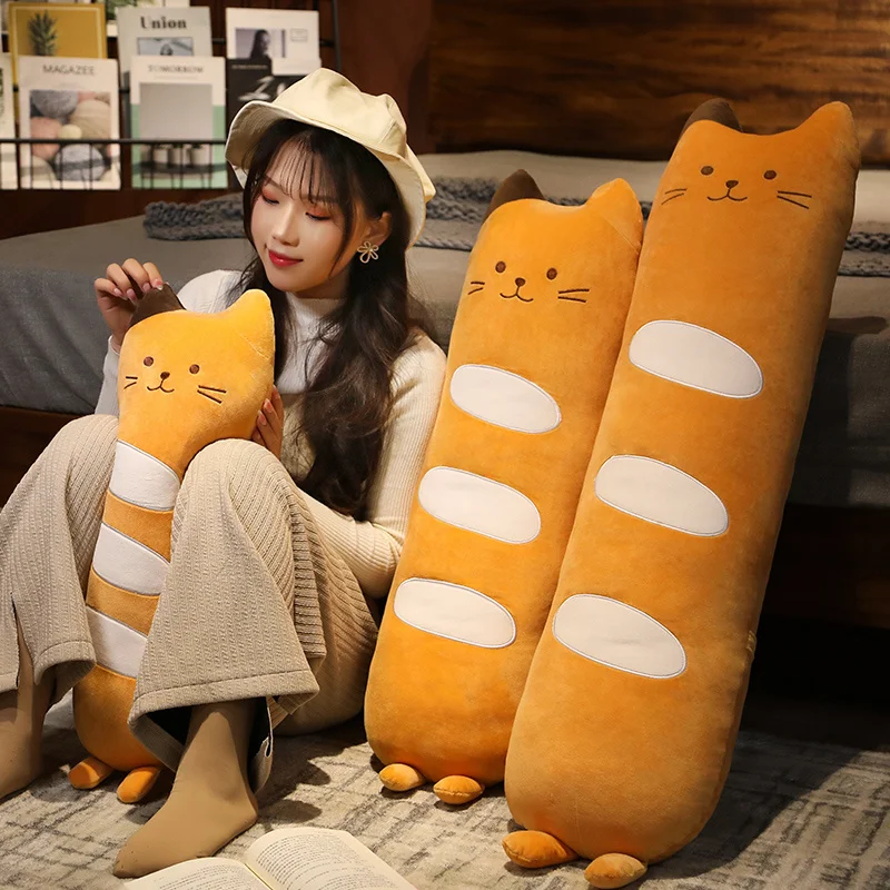 100cm Long Animals Plush Toy Stuffed Squishy Animal Bolster Pillow Cat Cylindrical Plushie Toy Sleeping Friend Best Gifts - Image 2