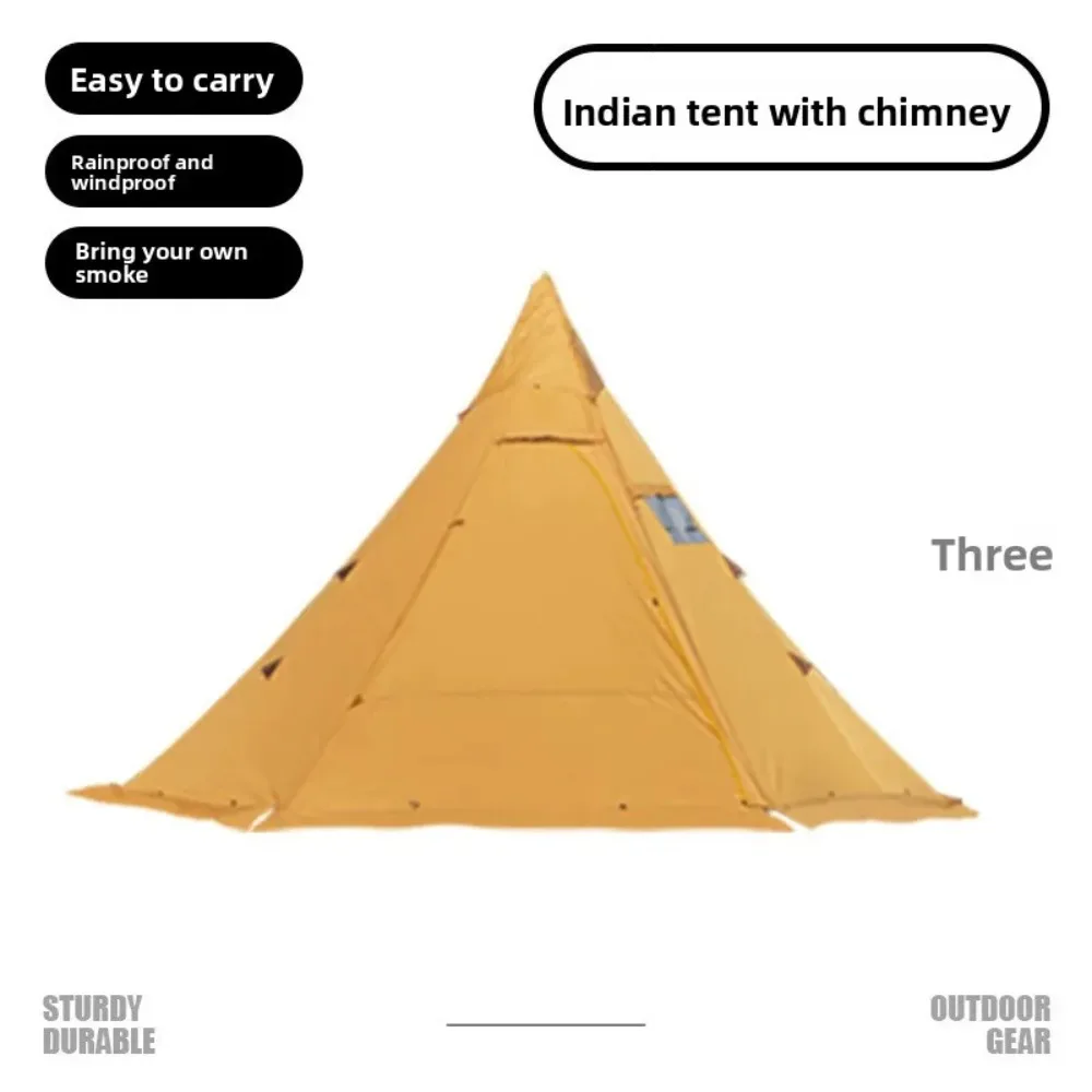Spire Yurt Oxford Pyramid Tent Indian Shelter Stormproof Outdoor Camping Camp Tent with Chimney Opening Waterproof Four Seasons - Image 3