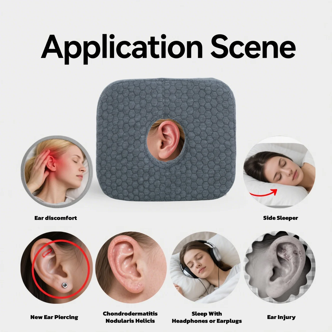 Ear Piercing Pillow Side Sleeping Ear Pillow Rectangular Pillow with Ear Holes for Relieve Otitis Pain and Ear Pain - Image 3