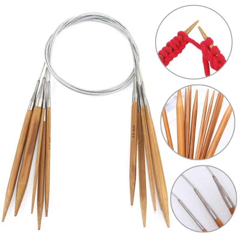 3.0-12mm Bamboo Circular Knitting Needles Stainless Steel Tube Crochet Hook DIY Crafts Sweater Scarf Garment Sewing Tools Supply - Image 2