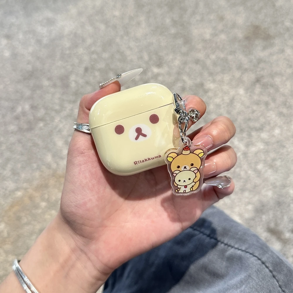 Cute Cartoon Rilakkuma Bear Earphone Case For Airpods 4 2 3 1 Pro 3 2 Wireless Bluetooth Headset Protective Cover With Pendant - Image 7