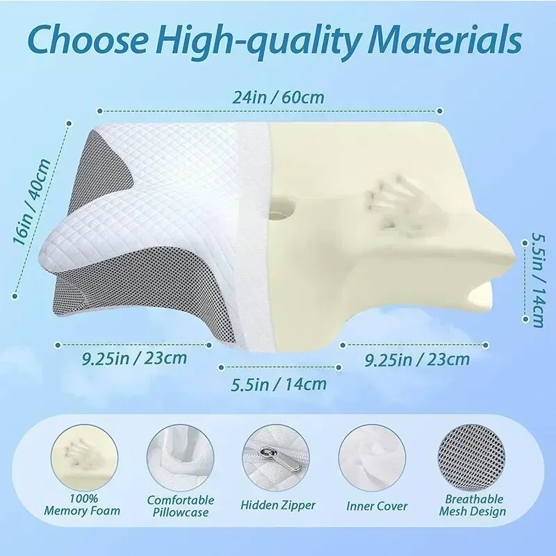 1pc Memory Foam Cervical Pillow Neck Protection Slow Rebound Memory Pillow Butterfly Shaped Cervical Neck Sleep care healthy - Image 6