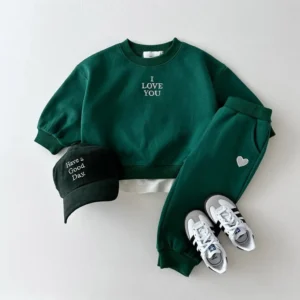 2024 Autumn Baby Korean Casual Boys Clothing Sets Embroidery Tracksuit Clothes Long Sleeve Sweatshirt +Pants Kids Solid Clothes