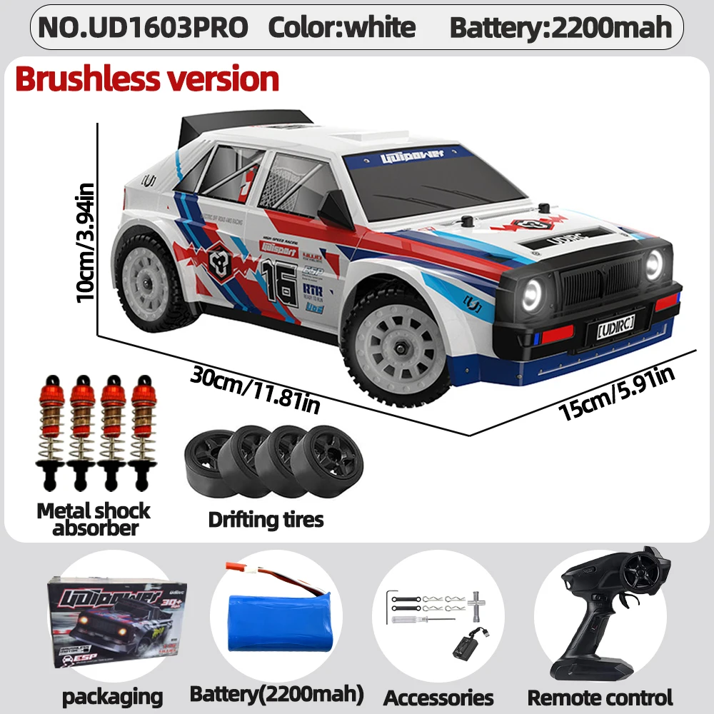 UDIRC UD1603 UD1603Pro 1/16 4WD Brushless RC Car 60km/h High Speed Off-Road Drift Racing 2.4G LED RTR Toy Gift for Kids Adults - Image 9