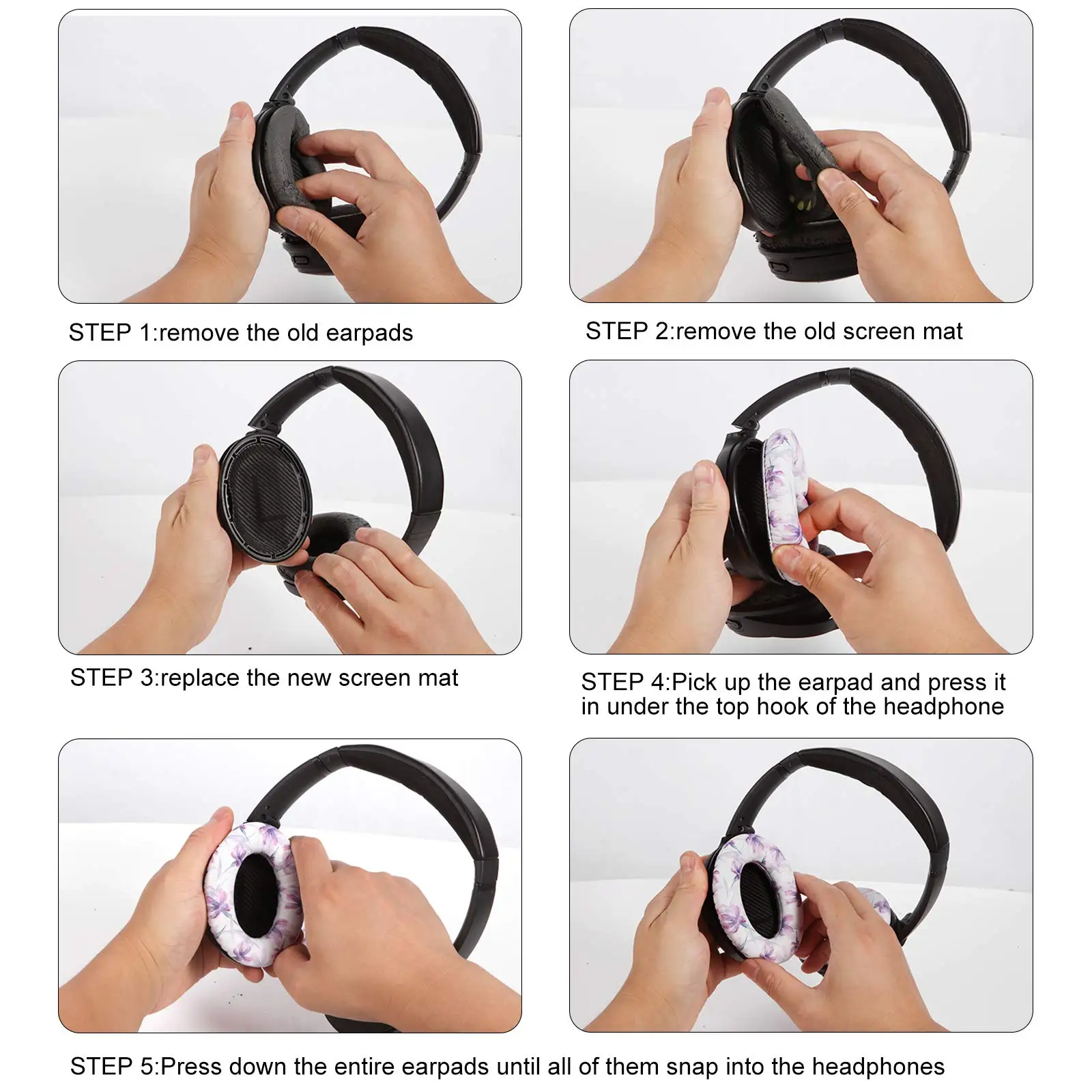 QC35 Ear Pads Replacement Ear Cushions Compatible with Bose QuietComfort 35 QC35 QC35 II Over-Ear Headphones - Image 6