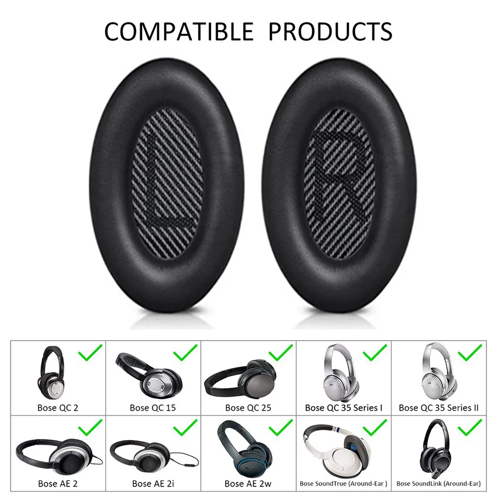 Replacement Ear Pads Earpads Headband for Bose QuietComfort QC 2 15 25 35 Ear Cushion QC2 QC15 QC25 QC35 SoundTrue Headphones - Image 2