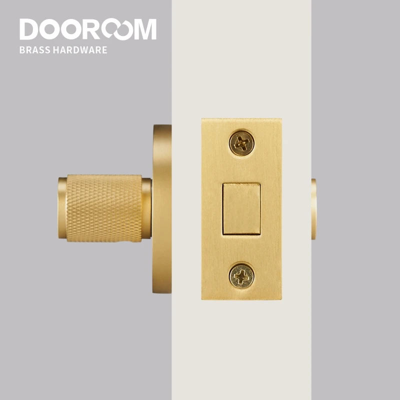 Dooroom Brass Knurled Hidden Door Lock Set Living Room Bathroom Invisible Thumb Turn Matt Black Brushed Brass Open In Emergency - Image 6